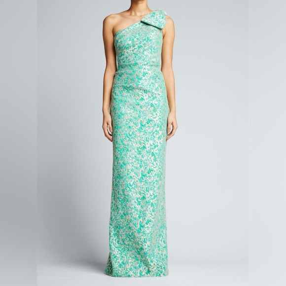 Rickie Freeman for Teri Jon Green Sequin Asymmetrical Gown - Picture 4 of 4